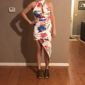 Satin floral print dress